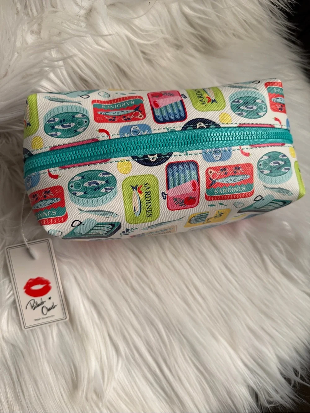 Blush Crush | Colorful Sardine Print Cosmetic Zipper Pouch
